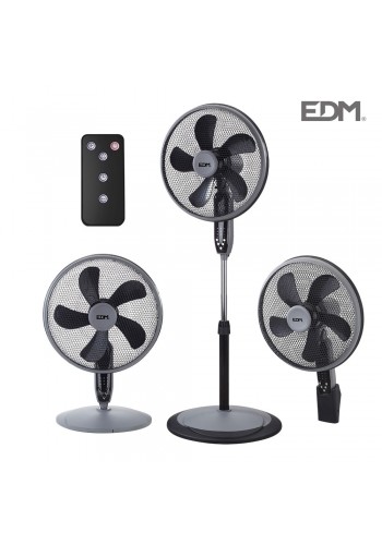 Ventilador de pie con base circular negro 45w ø aspas 40cm altura regulable 110-130 cm EDM